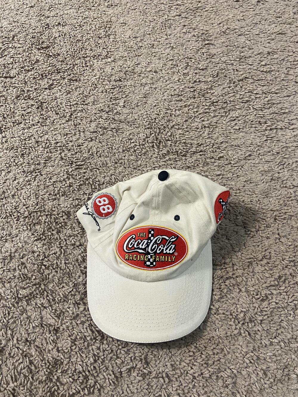 Vintage Coca-Cola Racing Family Hat Cap Strap Back One Size White NASCAR Racing